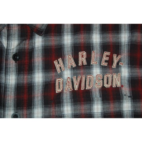 Harley-Davidson Motorcycles Short Sleeve Plaid Button Up Work Shirt Large #1HD - Picture 2 of 8
